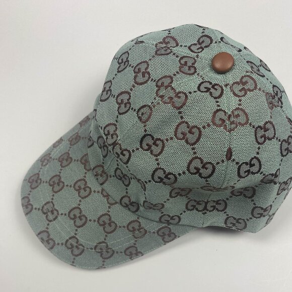 Gucci Green and Brown Monogram Hat - Picture 1 of 8